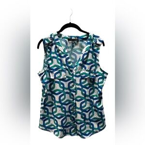 ‼️Last Chance‼️ Adrienne Vittadini Sleeveless Top - Blue and Green Pattern